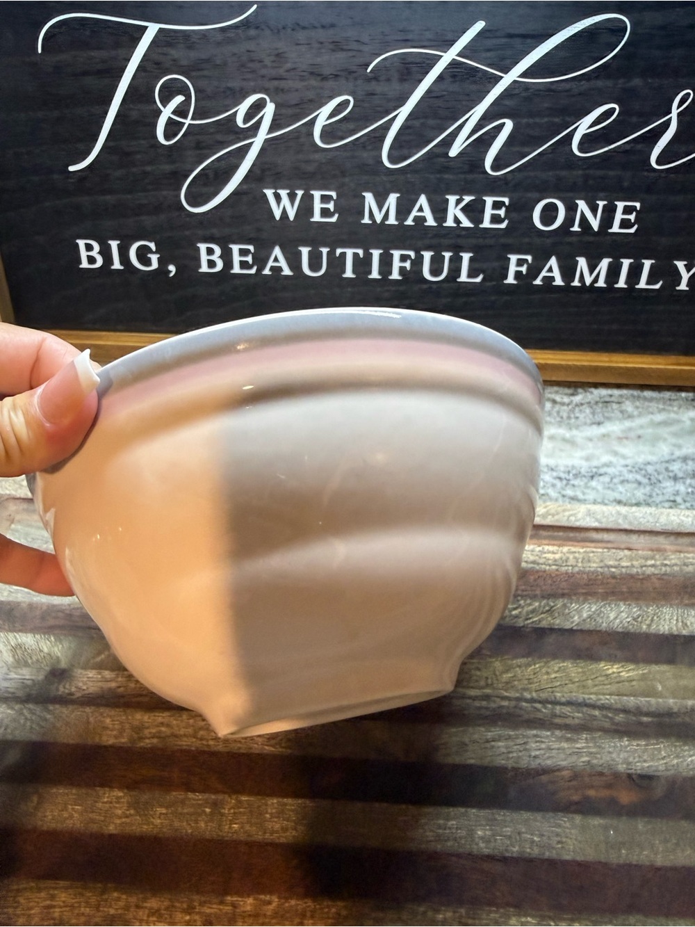 Pfaltzgraff Pink Mixing Bowl with Gray Rim